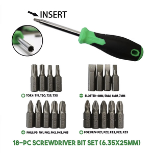 Multi-bit <b>Screwdriver</b> Set 6.35x25mm Industrial Grade Torx Phillips Pozidriv Slotted Bits - Product Image 2