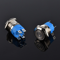 Interruptor de Botón de Conexión Rápida de Latón y Acero Inoxidable 1NO/2NO con Terminal de Pin para PCB, con LED, IP65/IP67, Fácil Instalación