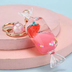 <b>Custom</b> Acrylic Mini Liquid Filled Shaker <b>Key</b> <b>Ring</b> Cartoon Milk Tea Cup Cute Boba Fruit Keychain for Decoration - Product Image 4