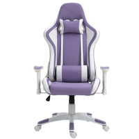 Chaise de jeu E-sports de qualité supérieure avec rembourrage confortable, chaise de bureau inclinable réglable 2D, chaise de jeu violette et blanche