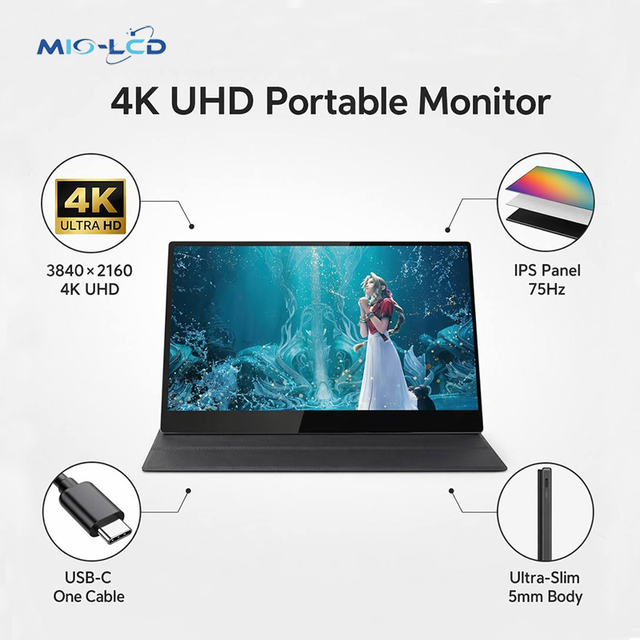Wholesale 15.6 Inch 4K Gaming Touch Monitor 3840x2160 10-Point Capacitive Type-C HDMI Display for PS5 Laptop PC
