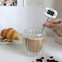 Tasse à café expresso en verre borosilicate de haute qualité, motif vertical, double paroi, tasse à café à double couche