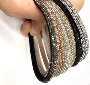 Lucky bling 5 rows ss3.5 rhinestone tape rhinestone rope with cotton belt rhinestone mesh fabric for garment and sandal