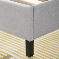 Lit Moderne Combiné avec Cadre Personnalisable, Revêtement en Tissu ou Cuir, Lit Plateforme Rembourré avec Tête de Lit