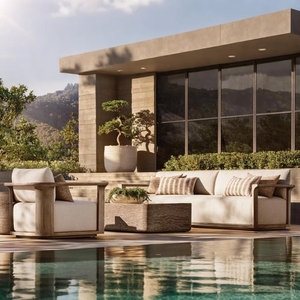 Ensemble de canapés modulaires en teck pour l'extérieur, idéal pour appartement, salle de sport, villa, patio, jardin, pour les loisirs en plein air - Product Image 1
