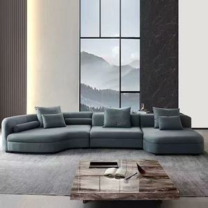 Italian Velvet <b>Lounge</b> Sofa Large Scale <b>Light</b> Luxury Style Hotel Lobby Reception Furniture Solid Wood Frame Abstract Pattern - Product Image 3