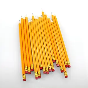 Cheap Sharpened Eraser Top NO.2 Yellow Pencil with Company Logo Hexagonal #2 Wooden HB Pencil in Bulk Free Samples