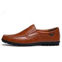 Chaussures de conduite décontractées pour hommes, respirantes, antidérapantes, en cuir noir, adaptées à toutes les saisons - printemps, été, automne et hiver