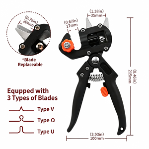 Industrial Garden Grafting Tool Kit Anti-Slip Grip for Plant Branch <b>Twig</b> Vine Fruit Cutting Scissors Shear Pruner V/U/Ω Blades - Product Image 4