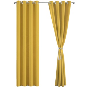 Tende stile europeo tende <span class=keywords><strong>arredamento</strong></span> giallo senape tende gommino oro - Product Image 1
