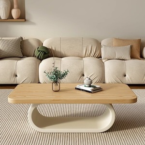 Modern Cream Style Square <strong>Coffee</strong> <strong>Table</strong> Solid Wood Creative Log Design Home Furniture for Small Apartment Minimalist Living Room - Product Image 2