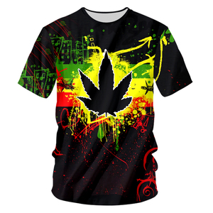 T-shirt col rond coloré à base de plantes vertes pour femmes, haut 3D tendance, respirant et à séchage rapide, nouveauté 2020 - Product Image 5