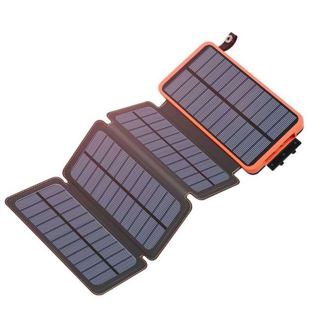 Custom Design Wireless Portable Waterproof Charger Solar Power Bank Charger 30000mah With 4 Foldable Panels