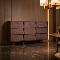 Buffet Rétro Moderne en Bois de Frêne Naturel avec Portes à Texture en Relief, Meuble de Rangement de Luxe pour Salon