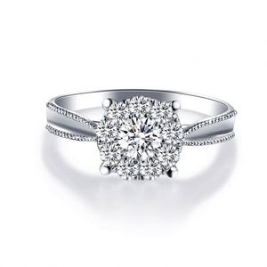 <b>Silver</b> Plated Wedding <b>Ring</b> for Women Luxury Delicate Engagement <b>Rings</b> Petal Simulation Moissanite Diamond Open <b>Adjustable</b> <b>Ring</b> - Product Image 1