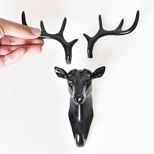 Deer Head <b>Wall</b> <b>Hook</b> Black Double <b>Hook</b> <b>Wall</b> Mounted For <b>Keys</b> Bags Door Or <b>Wall</b> Use - Product Image 4