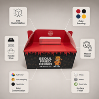 Boîte à emporter pour poulet frit, personnalisée, rouge et noire, avec impression de logo, pour restaurant, boîte en papier alimentaire