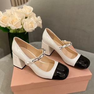 Chaussures de marque de créateur, bout carré confortable, chaussures classiques de haute qualité pour femmes, talons hauts style Xiao Xiang féminin - Product Image 5