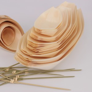 Hot Selling Eco-friendly Disposable Natural Pine Wood Sushi Boat/Cone/Plate Biodegradable <strong>Dinnerware</strong> for Parties - Product Image 5