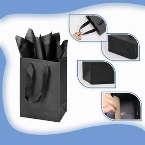 Sacs cadeaux en papier kraft avec poignées, sacs à friandises, emballages cadeaux, sacs de courses recyclables pour marchandises et mariages (couleurs assorties) - Product Image 5