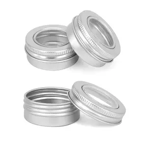 0.5oz Colorful Small round Lip Balm Tin Container Empty Metal Cans with Printing and Windows Aluminum Can Container