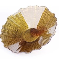 Groothandel 12 inch glazen salade- & fruitschalen gouden kleur milieuvriendelijk modern luxe bruiloftdecoratie op maat gemaakt voor thuis- en restaurantgebruik