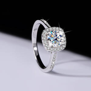 S925 Sterling Zilver Moissanite Princess Vierkante Platina Diamant Simulatie Ring Verlovingsring Trouwring - Product Image 2