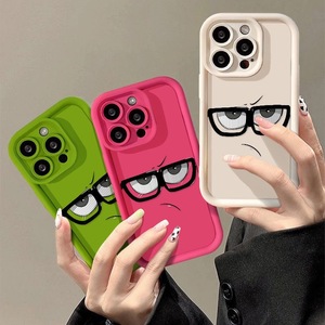 Cover per Telefono in Silicone Antiurto con Occhiali Divertenti BAILI per iPhone 13 14 15 Pro Max Custodia Morbida con Espressione Arrabbiata Cartoonesca - Product Image 1