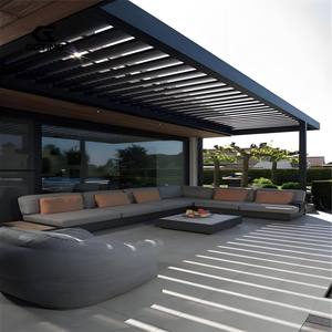 Pérgola Bioclimática <span class=keywords><strong>de</strong></span> <span class=keywords><strong>Aluminio</strong></span> <span class=keywords><strong>para</strong></span> Exteriores con Techo <span class=keywords><strong>de</strong></span> Celosía Abatible Montado en la Pared, Puerta Corredera <span class=keywords><strong>de</strong></span> Cristal <span class=keywords><strong>para</strong></span> Terraza - Product Image 5