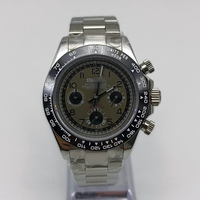 Montre à mouvement VK63, montre argentée avec calendrier, matériau en acier inoxydable 904L, six aiguilles, chronographe segmenté, montre pour homme