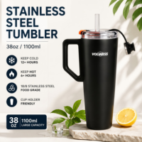 2 Bouteilles d'eau en acier inoxydable 18/8 sans BPA, étanches, avec paille et couvercle, pour usage quotidien, voyage et sport
