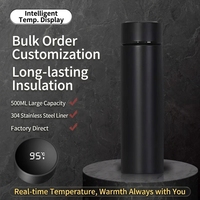 Bouteille d'eau intelligente isotherme de luxe 500 ml en acier inoxydable à double paroi avec affichage LED de la température, flasque thermos sous vide