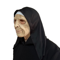 Masque en latex drôle de nonne d'horreur avec foulard, personnalisable pour fêtes, Halloween, carnavals et festivals - Grande Vente