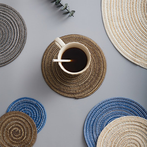 Round Polyester Cotton Placemats <b>Large</b> Size Woven Eco Friendly Table <b>Mats</b> For Home Dining - Product Image 4