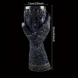 Taza alta de caballero europeo Medieval, taza de mano personalizada con borde cruzado, taza de cerveza, taza de resina de acero inoxidable - Product Image 3