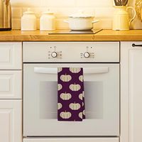 Serviettes de cuisine imprimées citrouille d'automne violettes, séchage rapide, mignonnes, pour la salle de bain et la cuisine