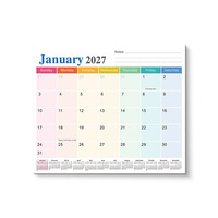 Calendrier magnétique créatif pour réfrigérateur, version anglaise, 2026 à 2027, avec horloge, planificateur sur 18 mois