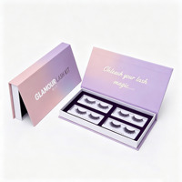 Boîtes cadeaux rigides en forme de livre avec fermeture magnétique, logo imprimé rose mat personnalisé, emballage de luxe pour faux cils