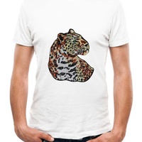 En gros, grande applique brodée tête d'animal léopard à paillettes, badge guépard scintillant thermocollant pour le dos des vestes streetwear