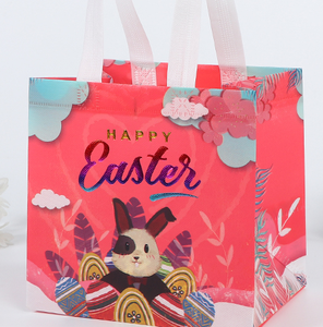 Wholesale Easter Non-Woven <b>Bags</b> - Eco-Reusable <b>Gift</b>/Shopping <b>Bags</b> Plaid/Egg/Bunny Prints - Product Image 4