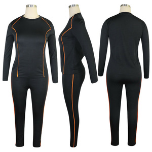 Promotion Exceptionnelle <span class=keywords><strong>2022</strong></span> Ensemble Décontracté Deux Pièces à Rayures, Col Rond Sexy, Vêtements de Détente Moulants pour Femmes, Avec Logo Personnalisé, Grandes Tailles - Product Image 6