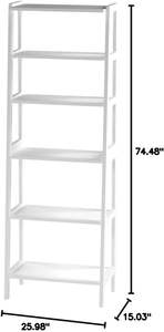 Étagère à cinq niveaux en bois massif, étagère de rangement autonome, étagère de présentation, blanc naturel, assemblage facile, gain de place - Product Image 3
