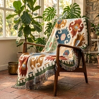 Prêt à être expédié, couverture en jacquard tissée aztèque vintage Amyhouse