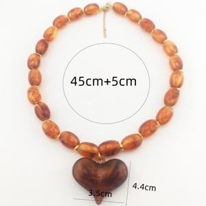 قلادة بوهيمية أنيقة من الفولاذ المقاوم للصدأ مع خرز راتنج ملون وقلادة على شكل قلب للنساء، مجوهرات يدوية الصنع - Product Image 6