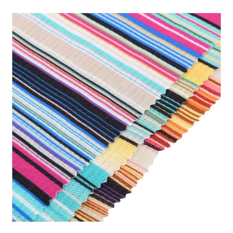 100% Polyester custom soft printed poly yarn dyed knit striped fabric multi colour