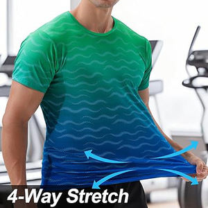 Camiseta Deportiva para Hombre, Cuello Redondo, Estampada, Transpirable, Elástica, para Correr, Entrenamiento, Fitness, de Manga Corta, Secado Rápido, Ecológica - Product Image 3