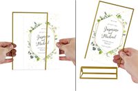 Lot de 6 cadres photo transparents avec bordure dorée, support vertical double face pour menus, présentoir acrylique pour tables de mariage