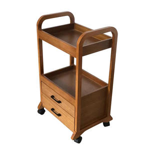 Chariot durable à outils de beauté en bois massif de meubles de salon de beauté de chariot de HICOMED avec de doubles tiroirs - Product Image 1
