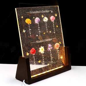 Personnalisé grand-mère jardin veilleuse enfants noms personnalisé fleur cadeau d'anniversaire pour maman nounou acrylique bois usine directe - Product Image 1