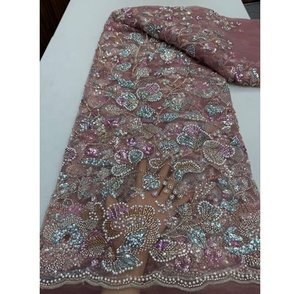 7957 Tela de Encaje Francés Nigeriano Ecológica, 5 Yardas, Lentejuelas, Pedrería, Vestidos Elegantes para Damas, Venta al Por Mayor - Product Image 3